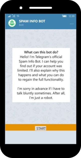 استفاده از ربات spambot برای رفع ریپورت تلگرام