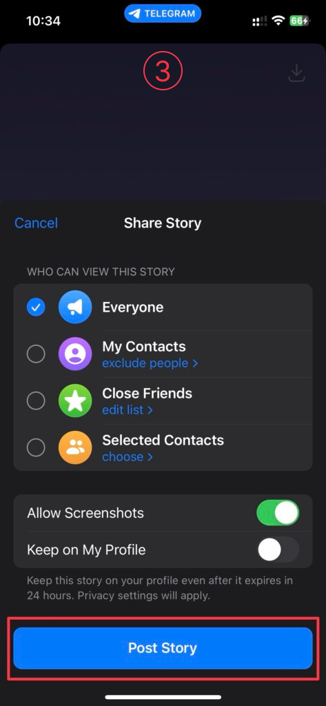 استوری در تلگرام
