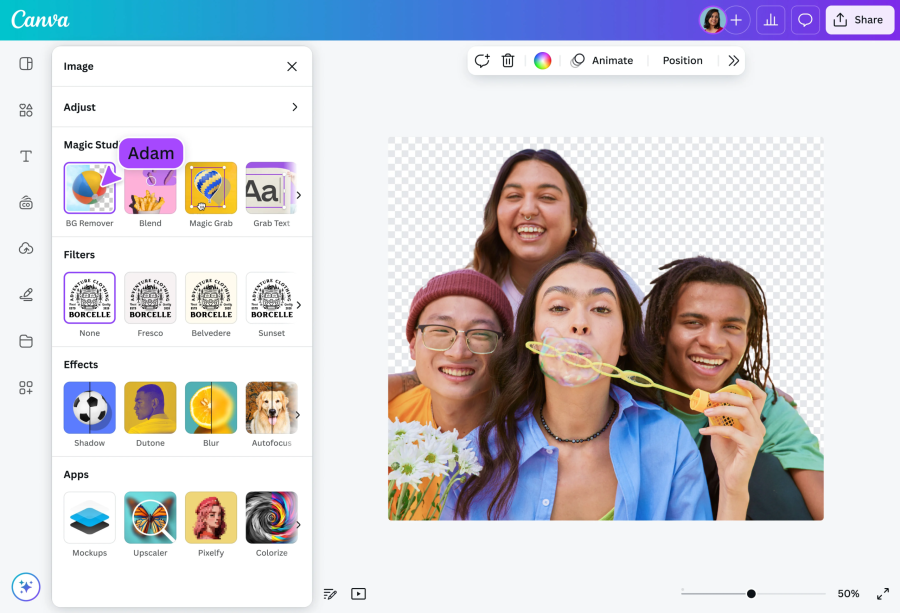 مراحل حذف پس‌زمینه عکس در کانوا