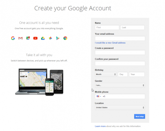 مراحل ساخت حساب گوگل برای ساخت کانال یوتیوب