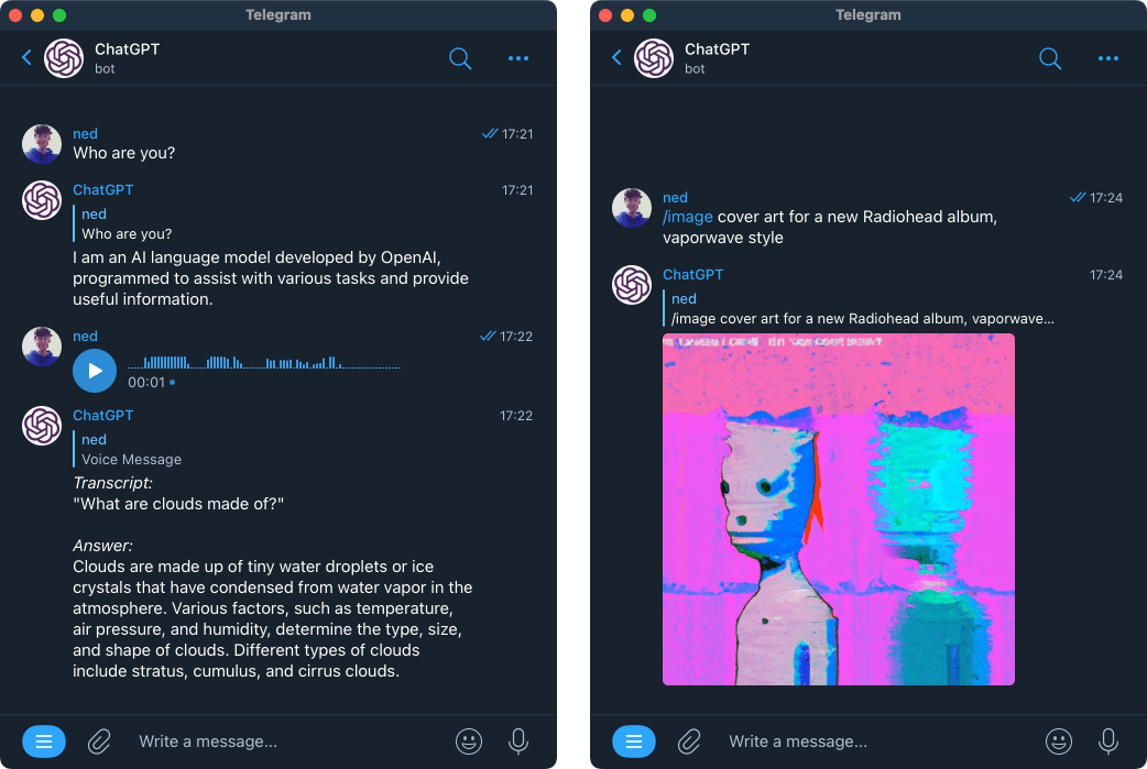 ربات چت جیپیتی تلگرام