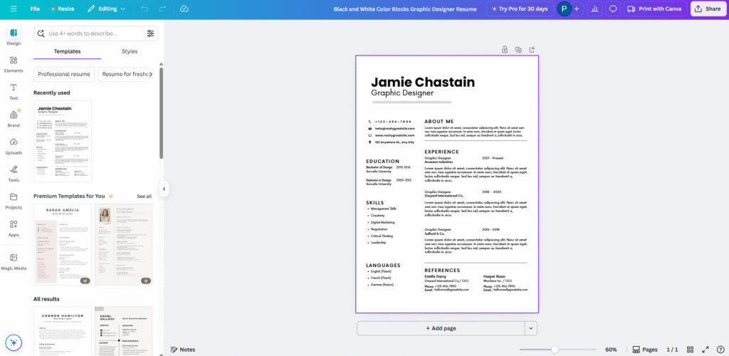 آموزش ساخت رزومه با کانوا - ۴