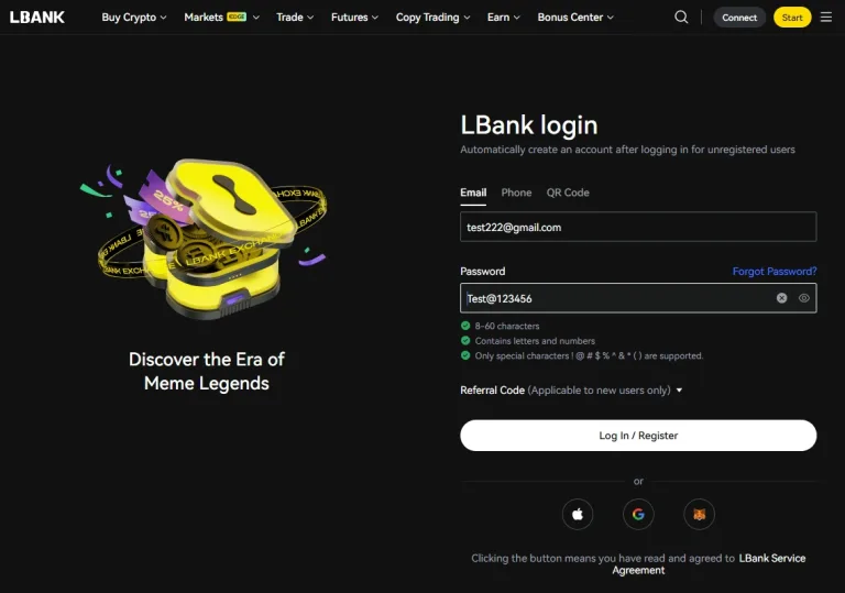 ثبتنام در صرافی LBank