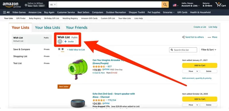 استفاده از قابلیت Wish List آمازون