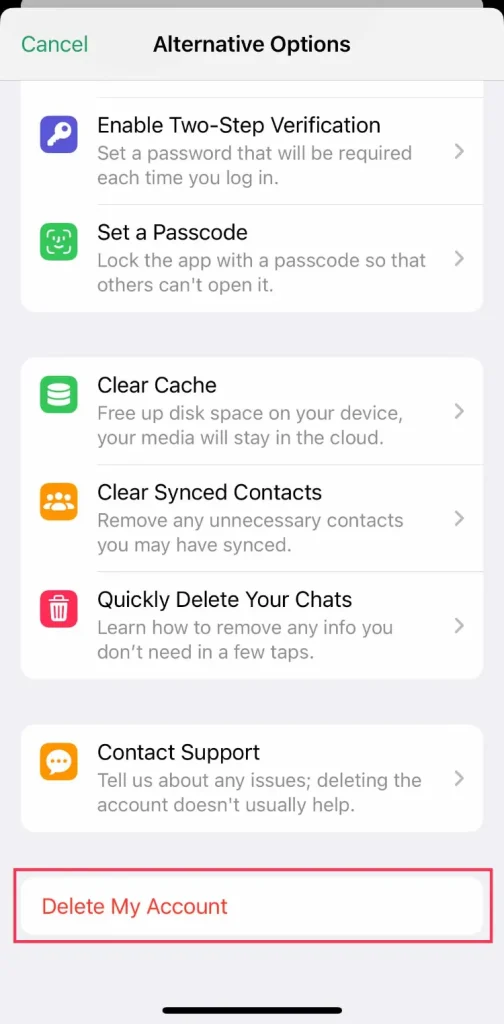 حذف اکانت تلگرام از طریق اپلیکیشن گوشی۳