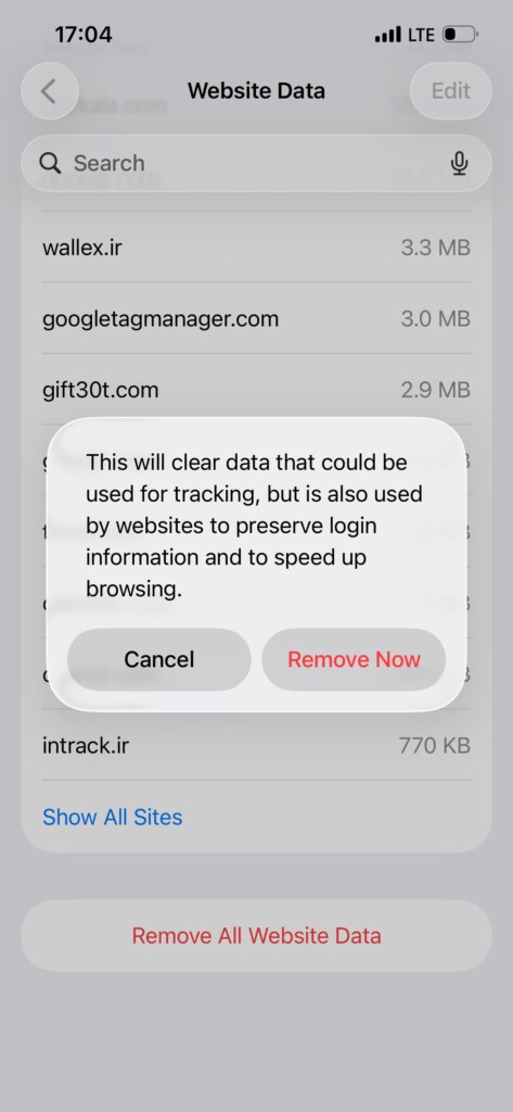 پاک کردن کش مرورگر سافاری-۵