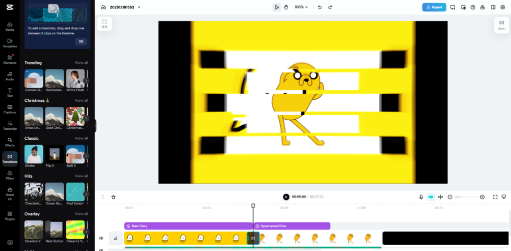 استفاده از ترنزیشن بین کلیپ‌ها