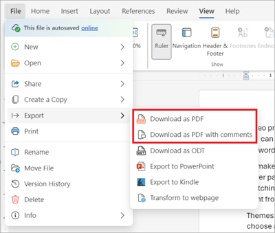 دانلود رزومه با فرمت PDF در ورد تحت وب