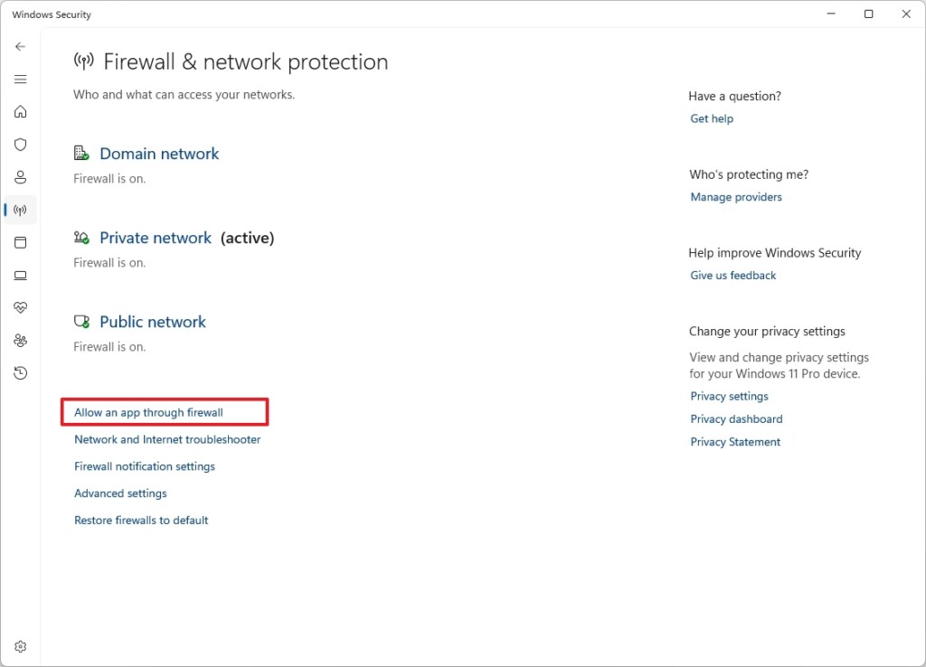 انتخاب Allow an app through firewall