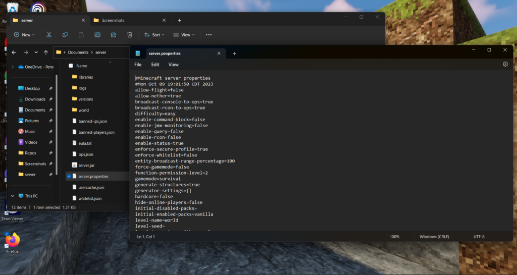 تنظیم فایل server.properties