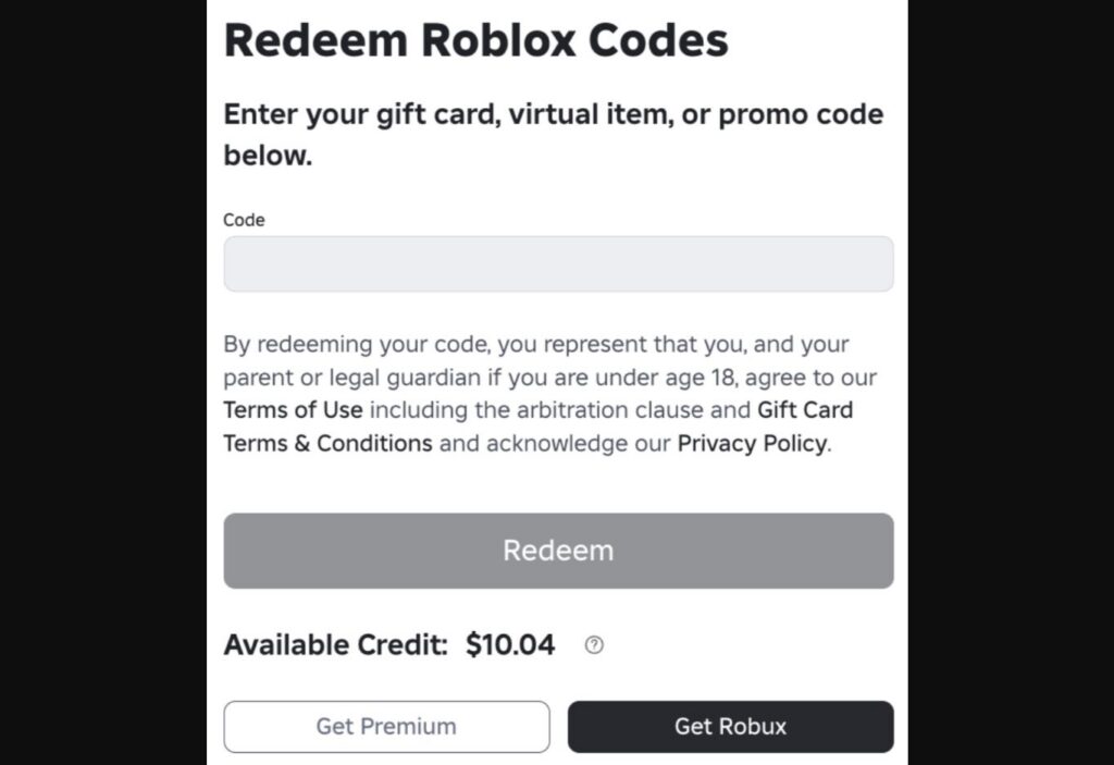 نمایش اعتبار حساب و گزینه Get Robux در روبلاکس