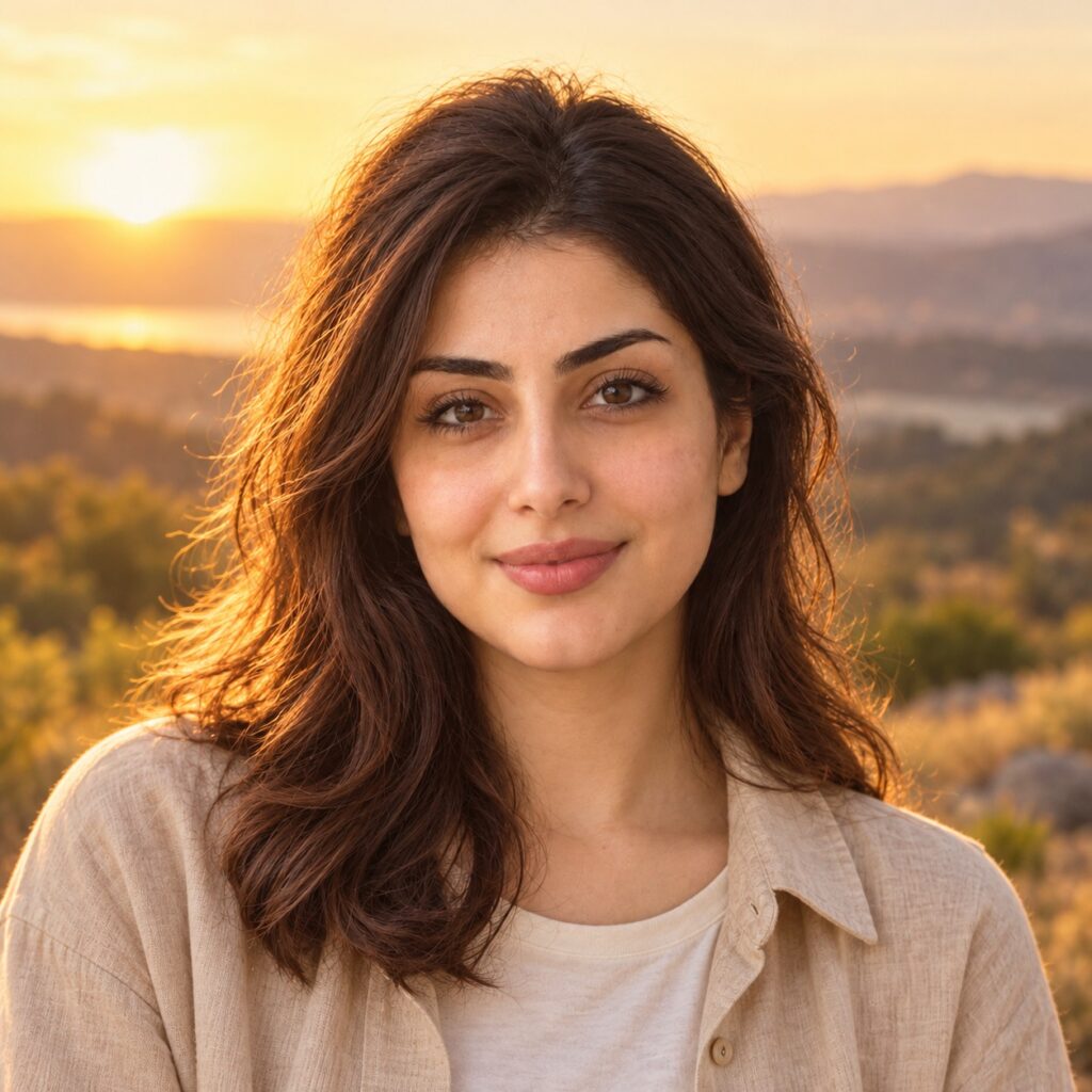 عکس پروفایل دخترانه در طبیعت با نور غروب