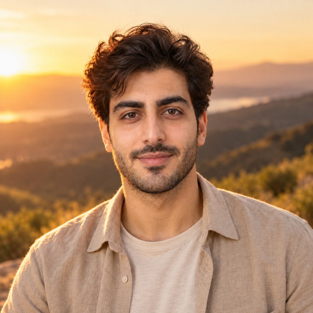 عکس پروفایل پسرانه در طبیعت با نور غروب
