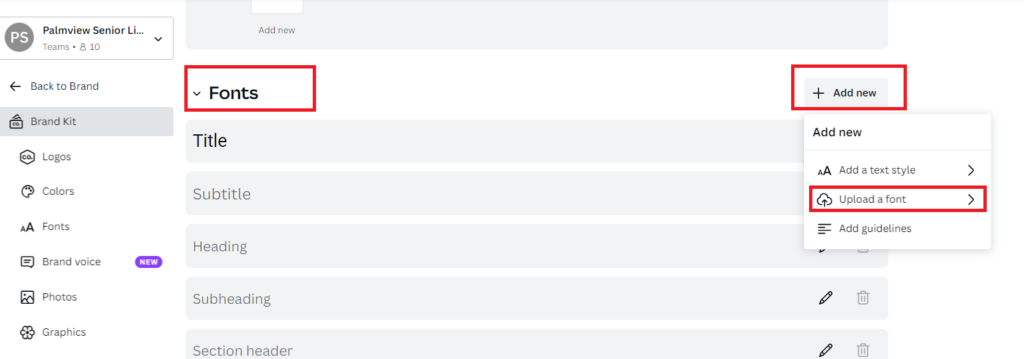 انتخاب Upload a font
